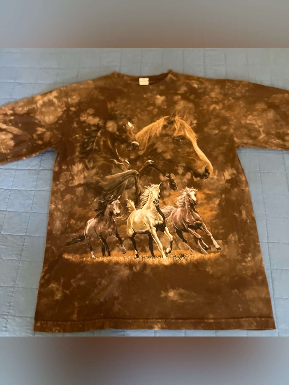 Vintage 90s Horse Graphic Tie-Dye T-shirt in Brown and Tan